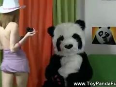 Girl fucked with a toy panda