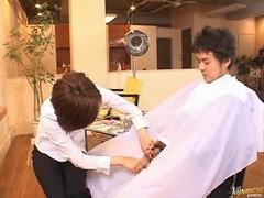 Japanese model hairdresser. Hairstyle done even on my ass