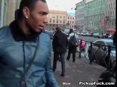 Black guy cuts himself a girl for sex on Russian streets