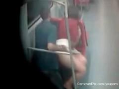A couple fucking in the evening train.
