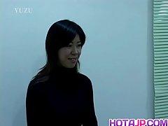 Dark haired Asian lady with small tits, Sayuri is playing with a very horny guy