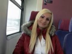 Blond girl in a train gets up miracles