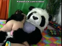 Panda Bear type Mila fucks youngster with pigtails.