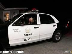 Busty blonde cop rigidly fuck bullies on Halloween