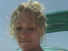 Blond bitch Jenna Jameson in bikini fucks on the boat